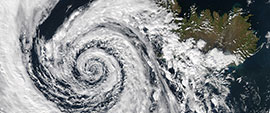 Image:  Satellite photo of a gigantic low pressure system